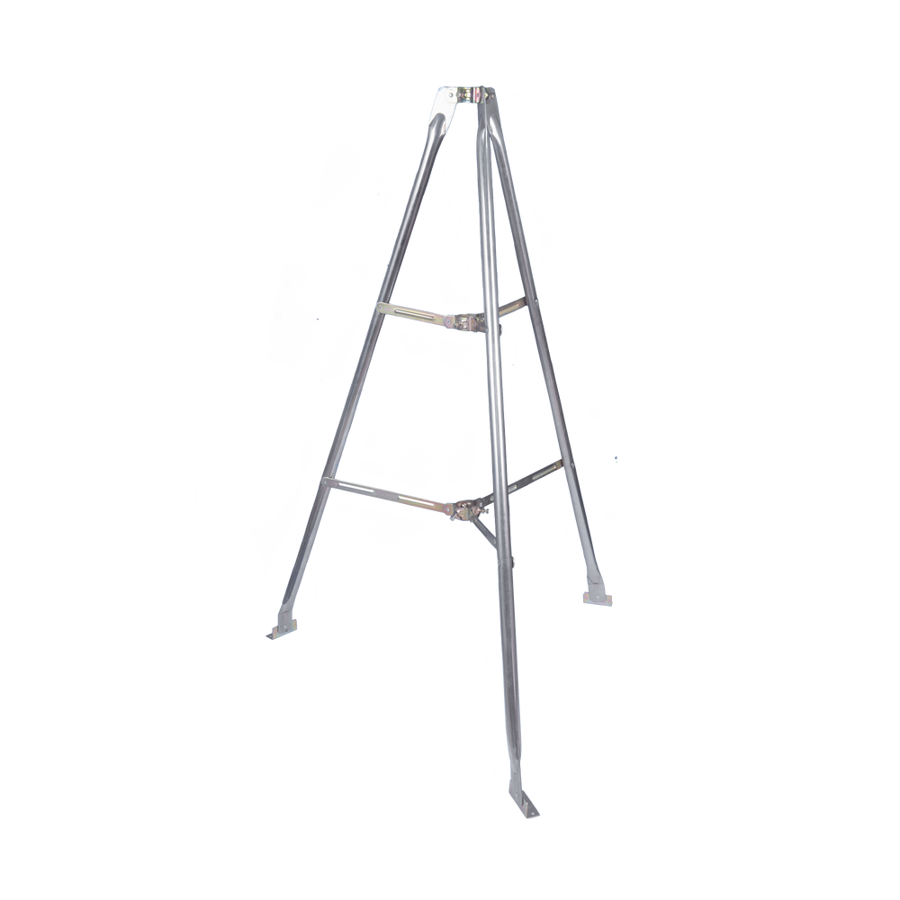 Montaje de tripie para exterior, altura total del tripie 1.52 m. Compatible con mástiles de hasta 3 m de largo 1  1/4 a 2" de diámetro