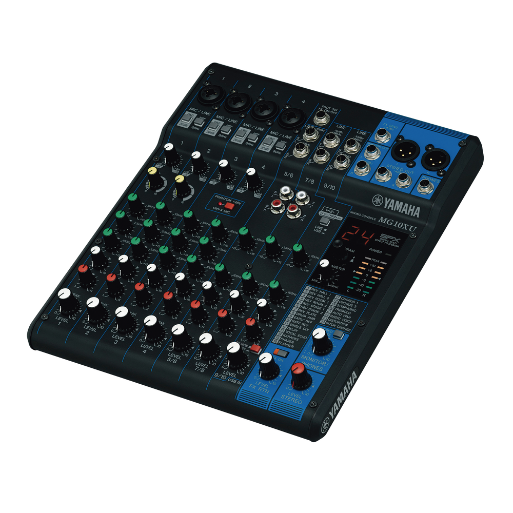 Mezcladora de Audio | 10 Canales | Perillas | 4 Entradas de Micrófono/Línea | 3 entradas Estéreo | Efectos | USB