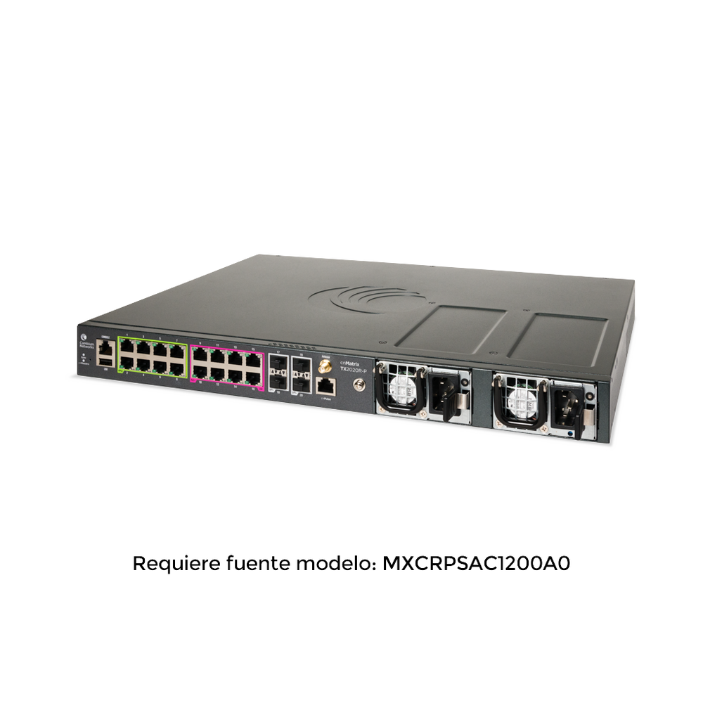 Switch inteligente cnMatrix TX2020R-P con 16 puertos PoE y 4 SFP+, para fuentes removibles