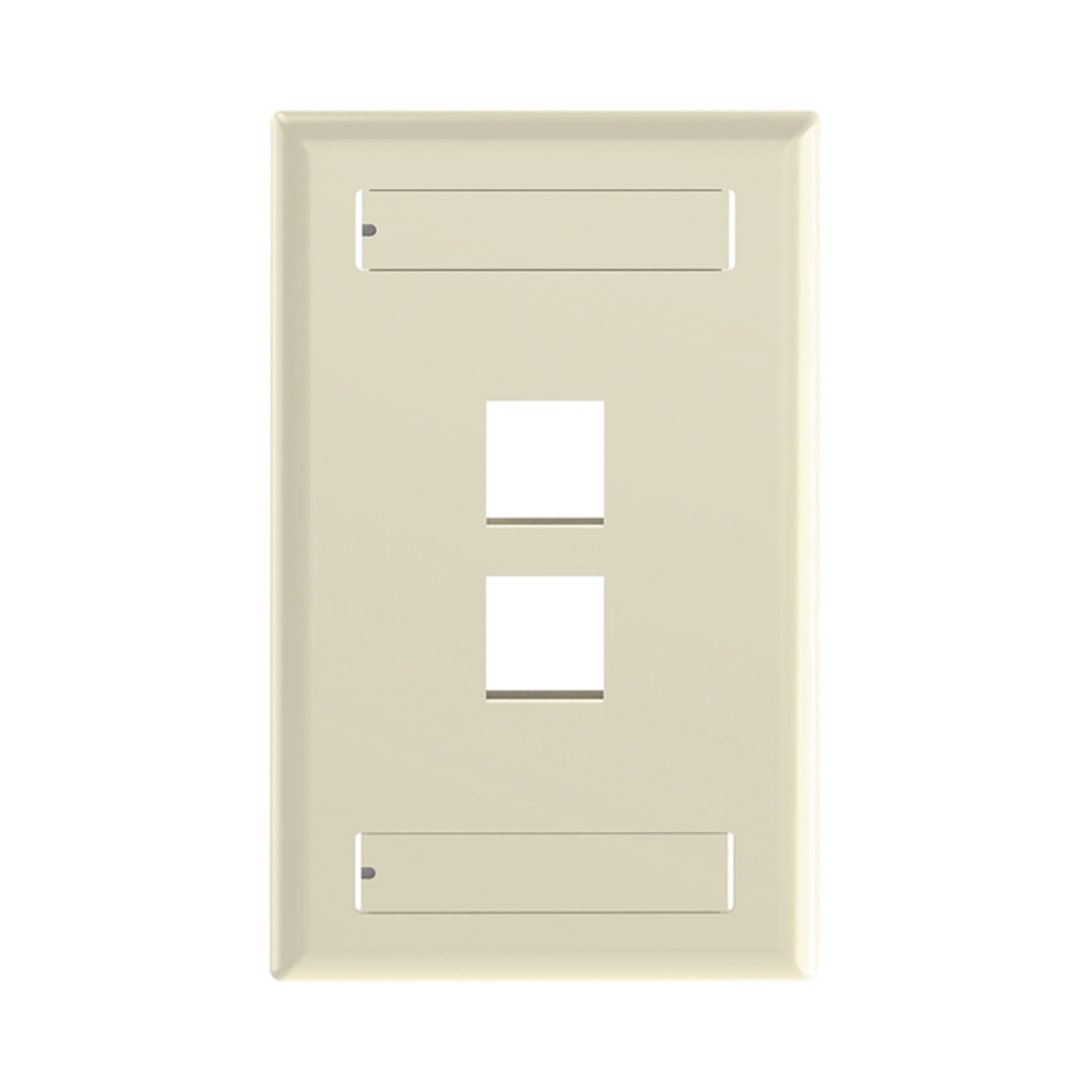 Placa de Pared Vertical, Salida Para 2 Puertos Keystone, Con Espacios Para Etiquetas, Color Marfil