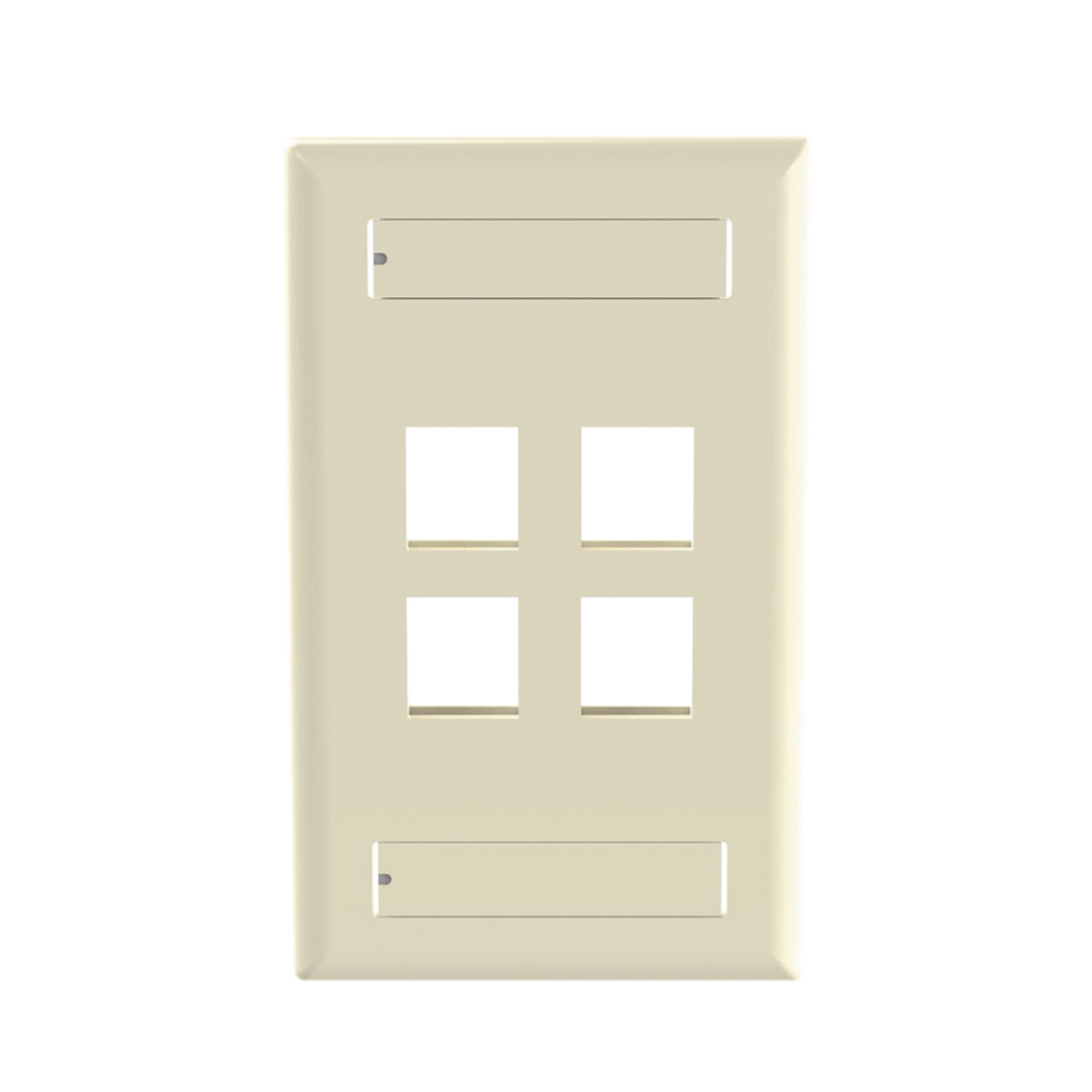 Placa de Pared Vertical, Salida Para 4 Puertos Keystone, Con Espacios Para Etiquetas, Color Marfil