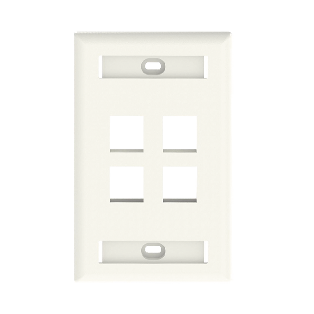 Placa de Pared Vertical, Salida Para 4 Puertos Keystone, Con Espacios Para Etiquetas, Color Blanco Mate