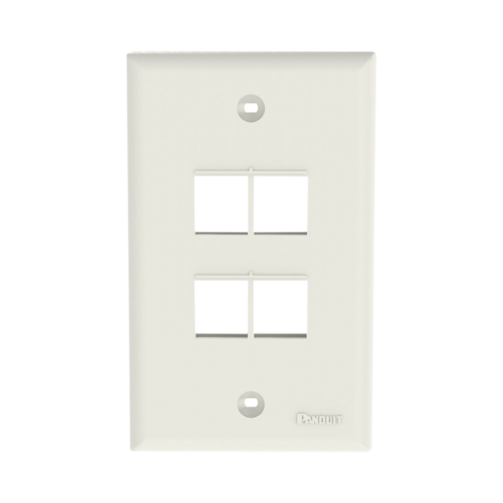 Placa de Pared Vertical, Salida Para 4 Puertos Keystone, Color Blanco Mate