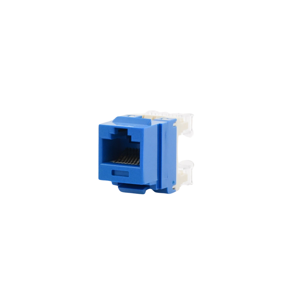 Conector Jack Estilo 110 (de Impacto), Tipo Keystone, Categoría 6, de 8 posiciones y 8 cables, Color Azul