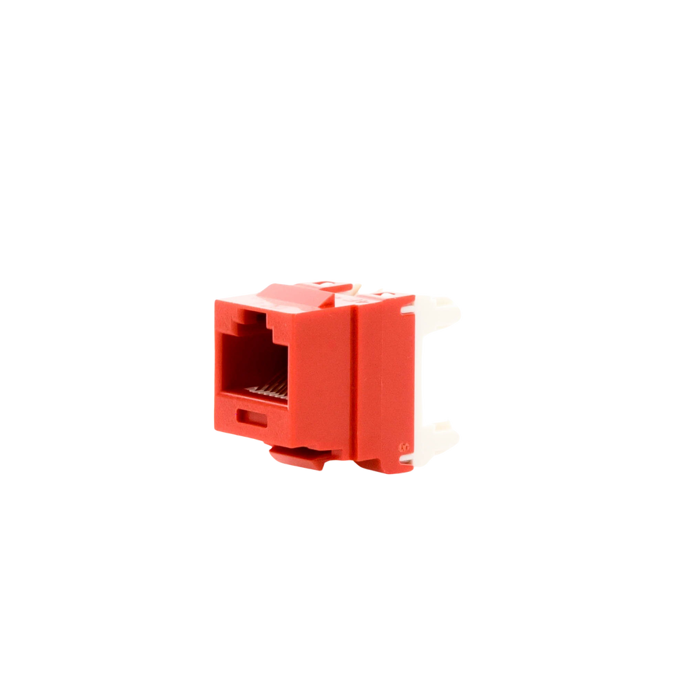 Conector Jack Estilo 110 (de Impacto), Tipo Keystone, Categoría 6, de 8 posiciones y 8 cables, Color Rojo