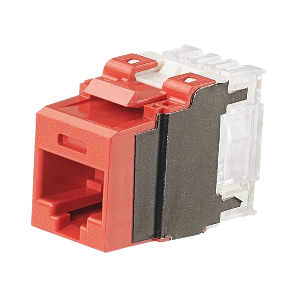 Conector Jack Estilo 110 (de Impacto), Tipo Keystone, Categoría 6A, de 8 posiciones y 8 cables, Color Rojo