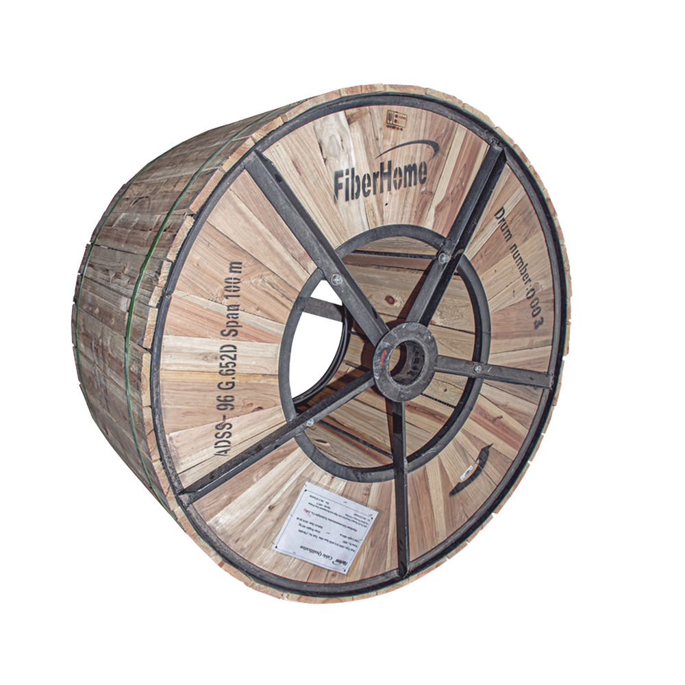 Carrete de 4 km de Fibra Óptica Aérea (ADSS) G.652D, Monomodo de 96 Hilos, Exterior, Span 100, Loose Tube