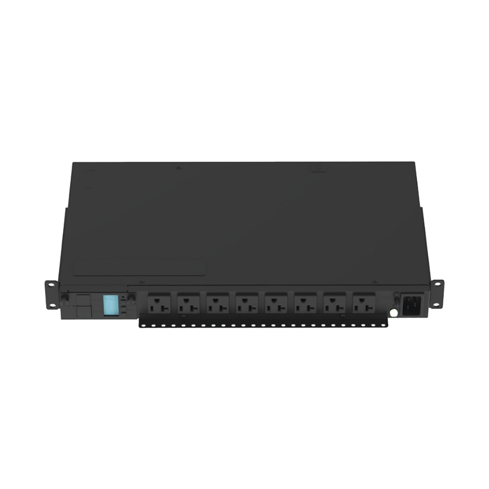 PDU Monitoreable (MI) para Distribución de Energía, Enchufe de Entrada NEMA 5-15P, Con 8 Salidas 5-20R, Horizontal 19in, 120 Vca, 15 Amp, 1UR