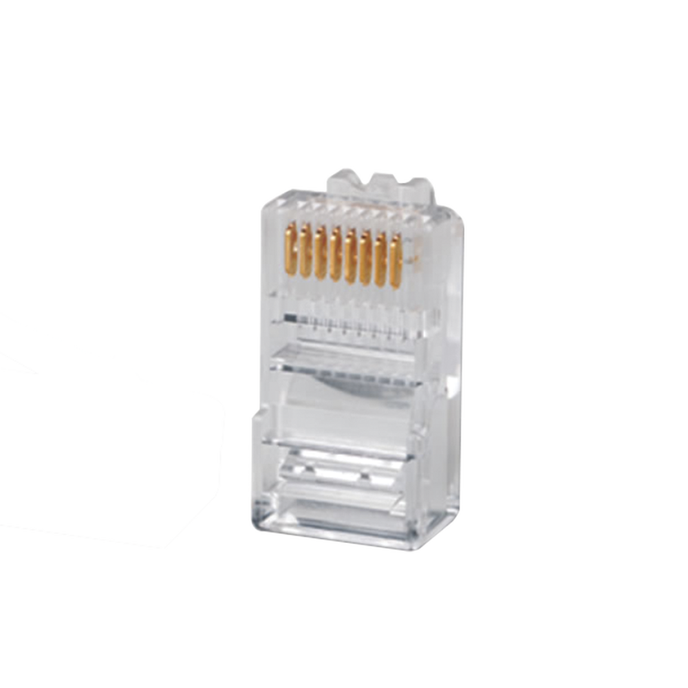 Plug RJ45 Cat5e, Para Cable UTP Calibre 22 a 26 AWG, Chapado en Oro de 50 Micras
