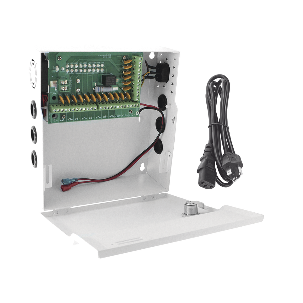 Fuente de Poder Profesional de 12 Vcc @ 20 A / Soporta 18 Cámaras / Capacidad de Batería de Respaldo (No Incluida) / Voltaje de Entrada de 96-264 Vca