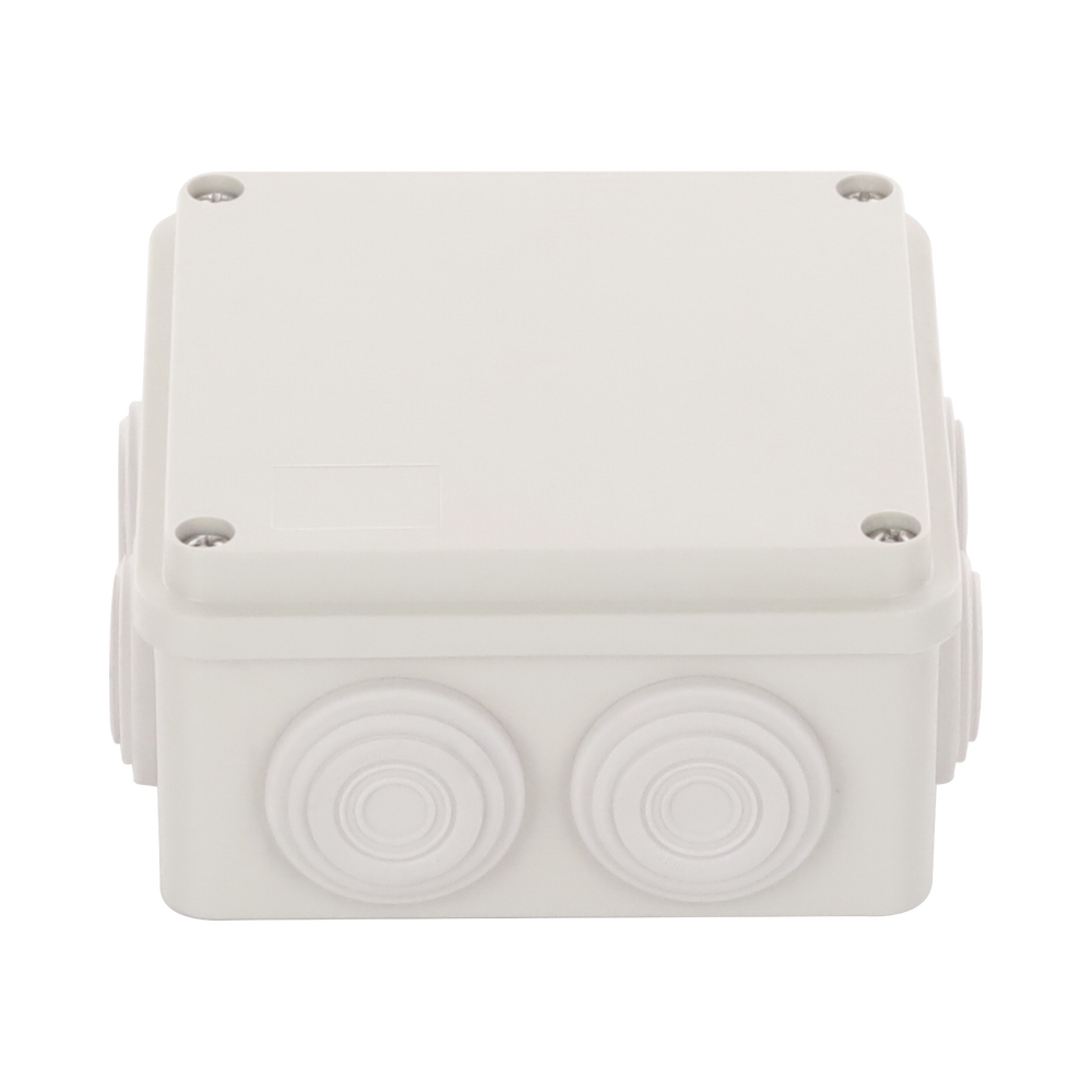 Caja Derivación-Conexión de Plástico (100 X 100 X 54 mm) con 7 Glándulas de Goma. Para Instalaciones Comerciales, Residenciales e Industriales. Incluye Tornillería para su Tapa.