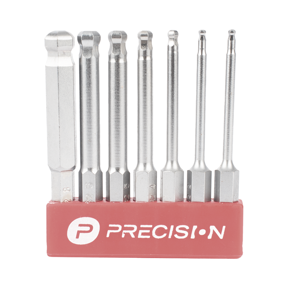 Juego de 7 Puntas Hexagonales / Allen, Milimétricas con Cabeza Redonda  para Destornillador de entrada Hexagonal de 1/4"