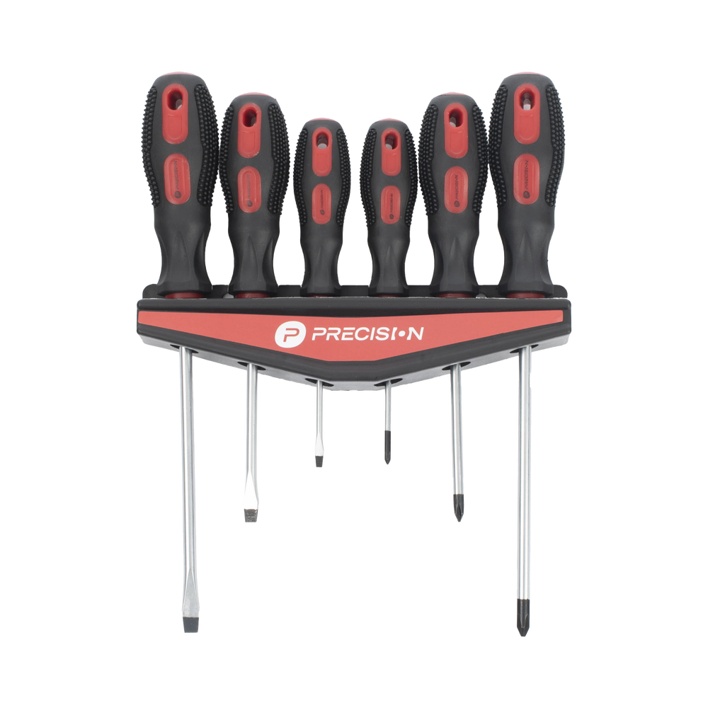 Juego de 6 desarmadores CrV con organizador y Mango Bicolor.