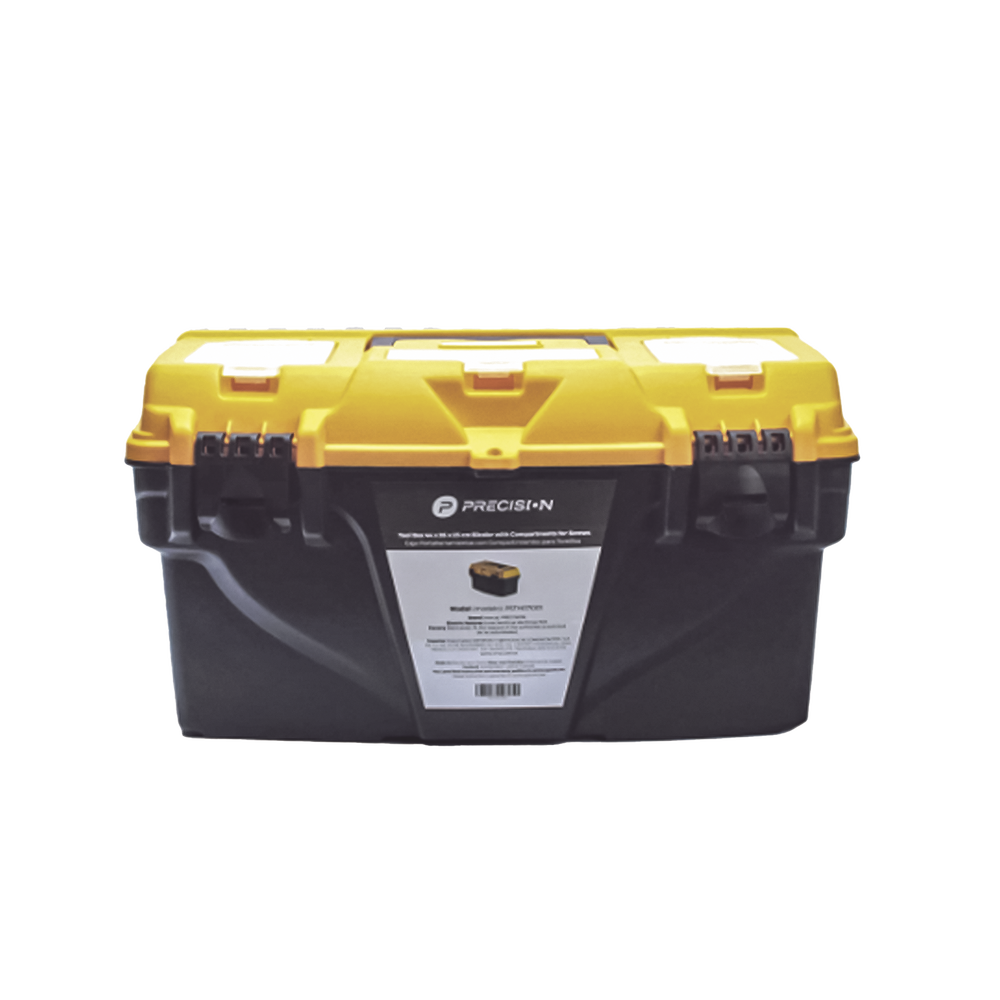 Caja Porta Herramientas 17", 44x26x23 cm Bicolor con Compartimientos para Tornillos.