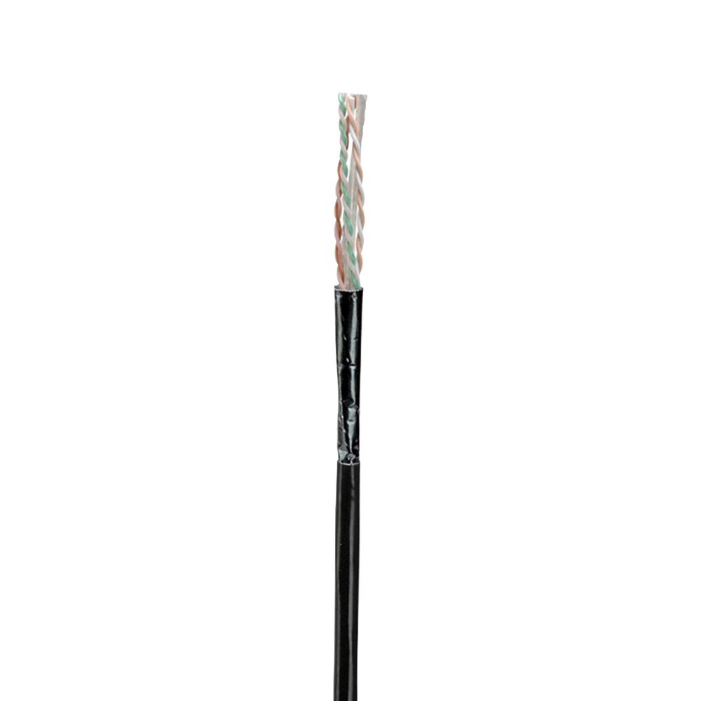 Bobina de Cable UTP de 4 Pares, Con Aislamiento de Fluoropolímero, Cat6A (23 AWG), Uso Interior/Exterior Para Entorno Ambiental de Altas Temperaturas (Hasta 125°C), CMP (Plenum), Color Negro, 305 Metros (1000 Pies)