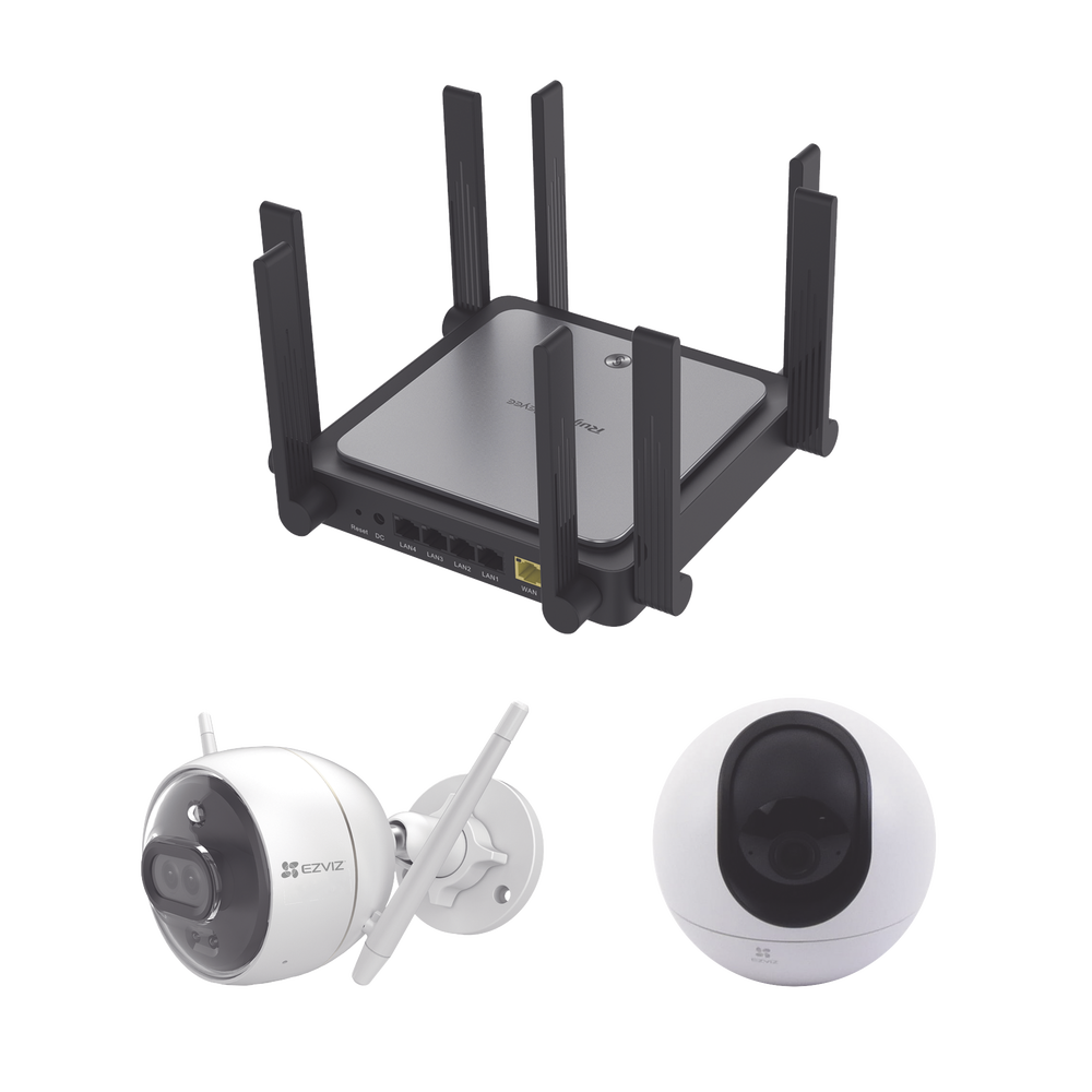 Kit de Router Ruijie Con Cámara EZVIZ / I Incluye 1 PZA CS-C6 / 1PZ C3X / Un Router RGEW3200GXPRO