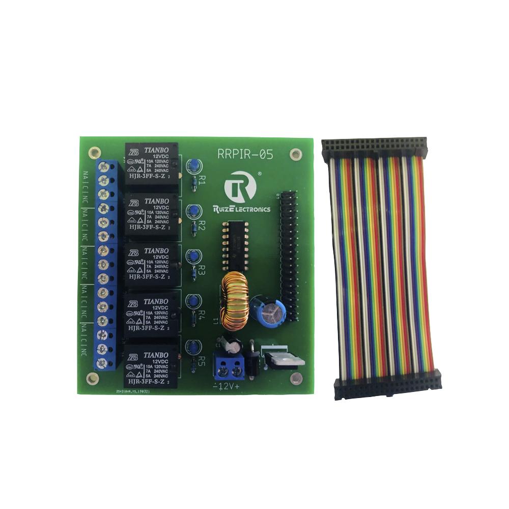 Tablilla interfaz de 5 relevadores con arnés 20x2 pines para Raspberry Pi