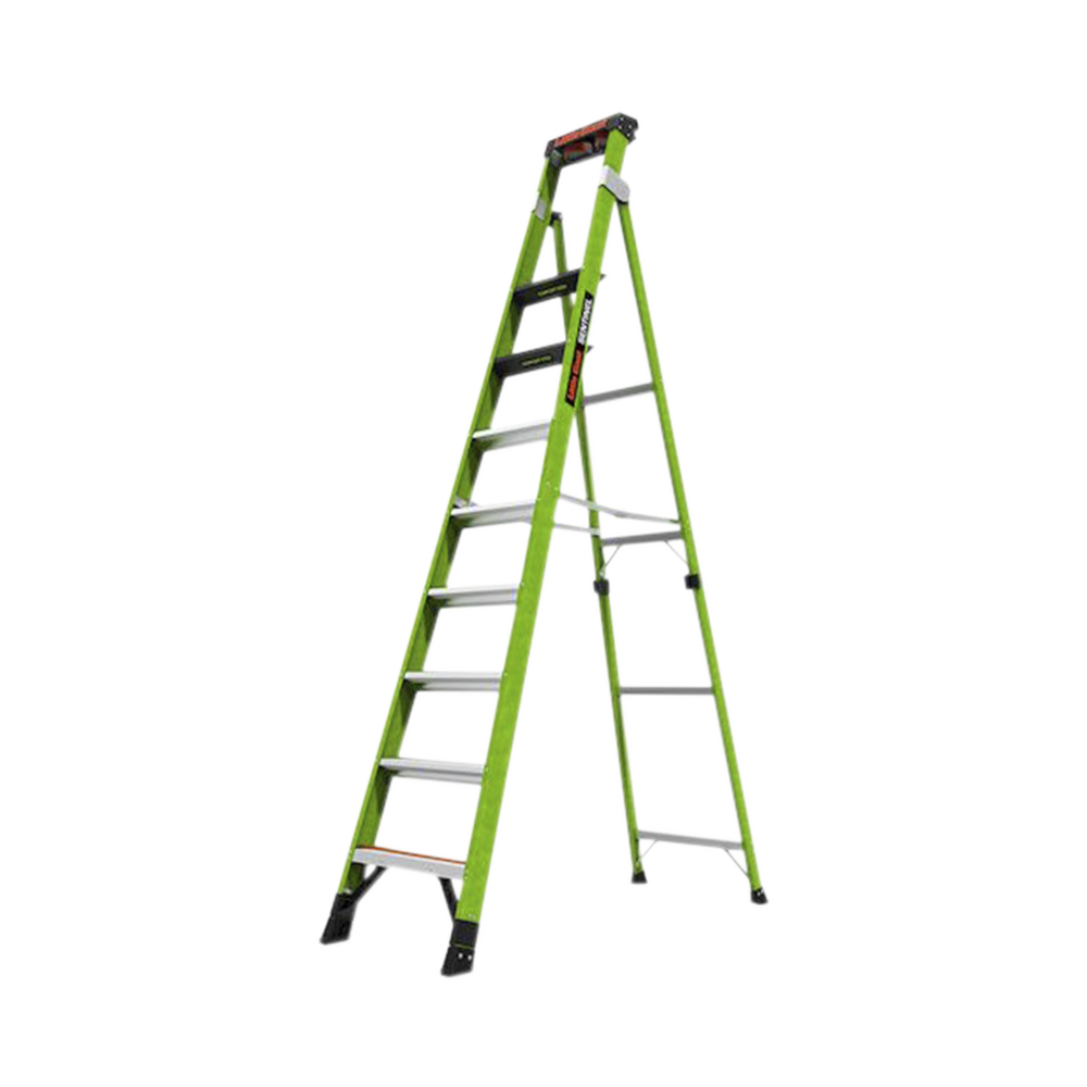 Escalera de 3.05 m Capacidad máxima de 170 Kg, inclinada, de fibra de vidrio con almohadilla de pared giratoria.