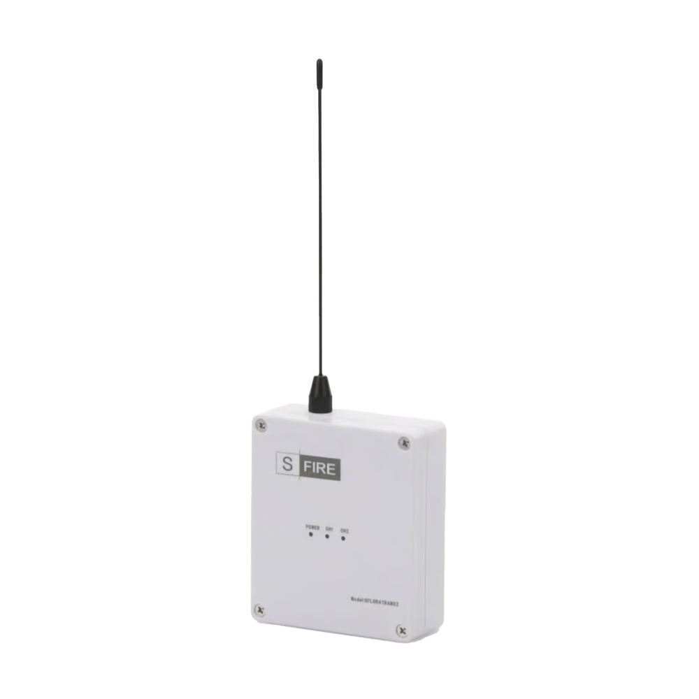 Transmisor inalámbrico / Alimentado a 12Vcc / Entrada de 2 contactos secos NA / Distancia máxima de transmisión 2500 metros (Linea de vista)