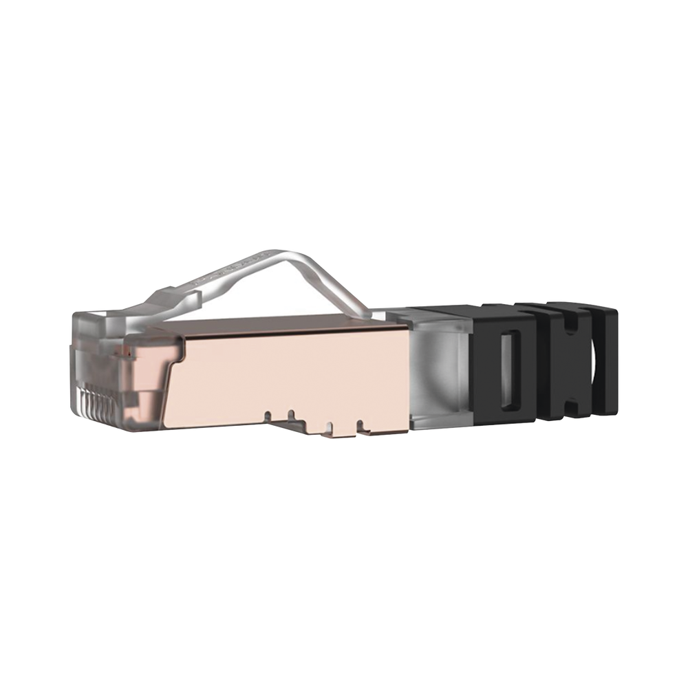 Plug RJ45 Cat6A Blindado, Para Cable Calibre 23-24 AWG, Chapado en Oro de 50 Micras, Paquete de 100 Piezas