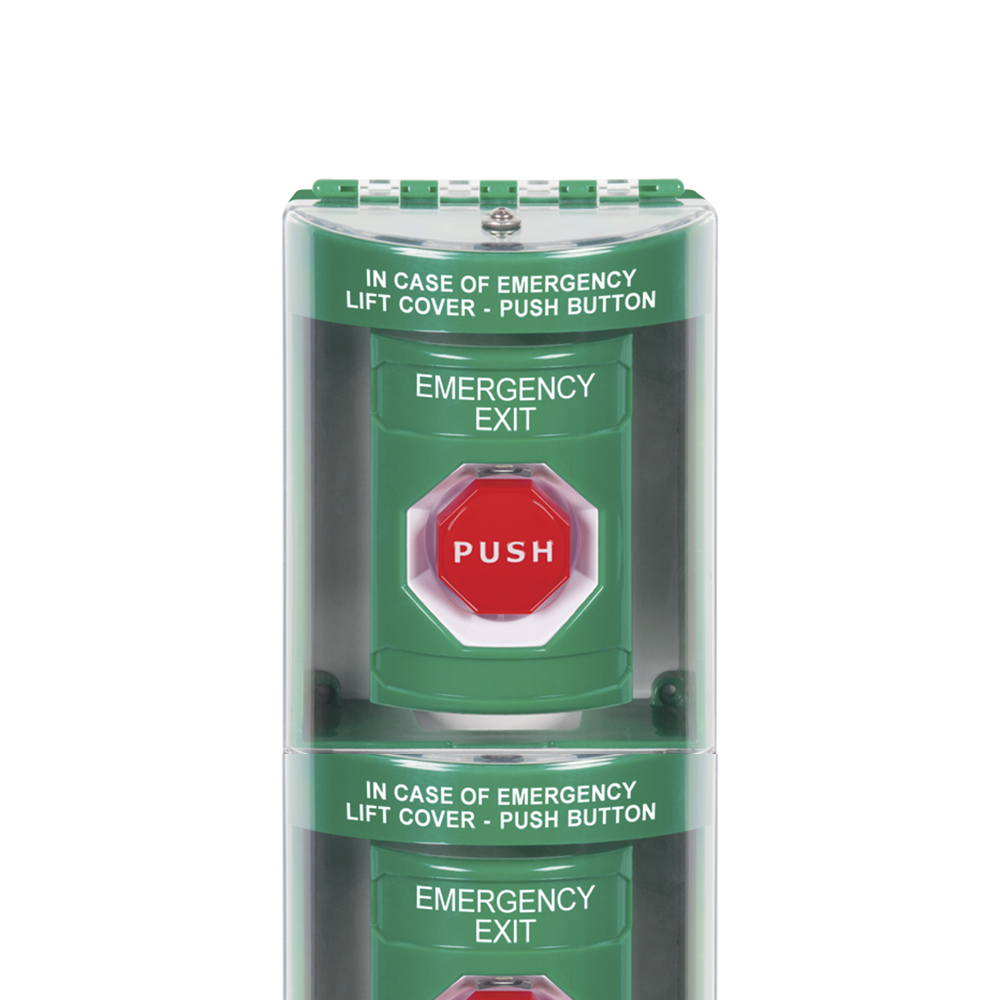 Botón de Salida de Emergencia / Cubierta de Policarbonato Súper Resistente de Superficie con Espaciador  / Temporizador Ajustable Neumático