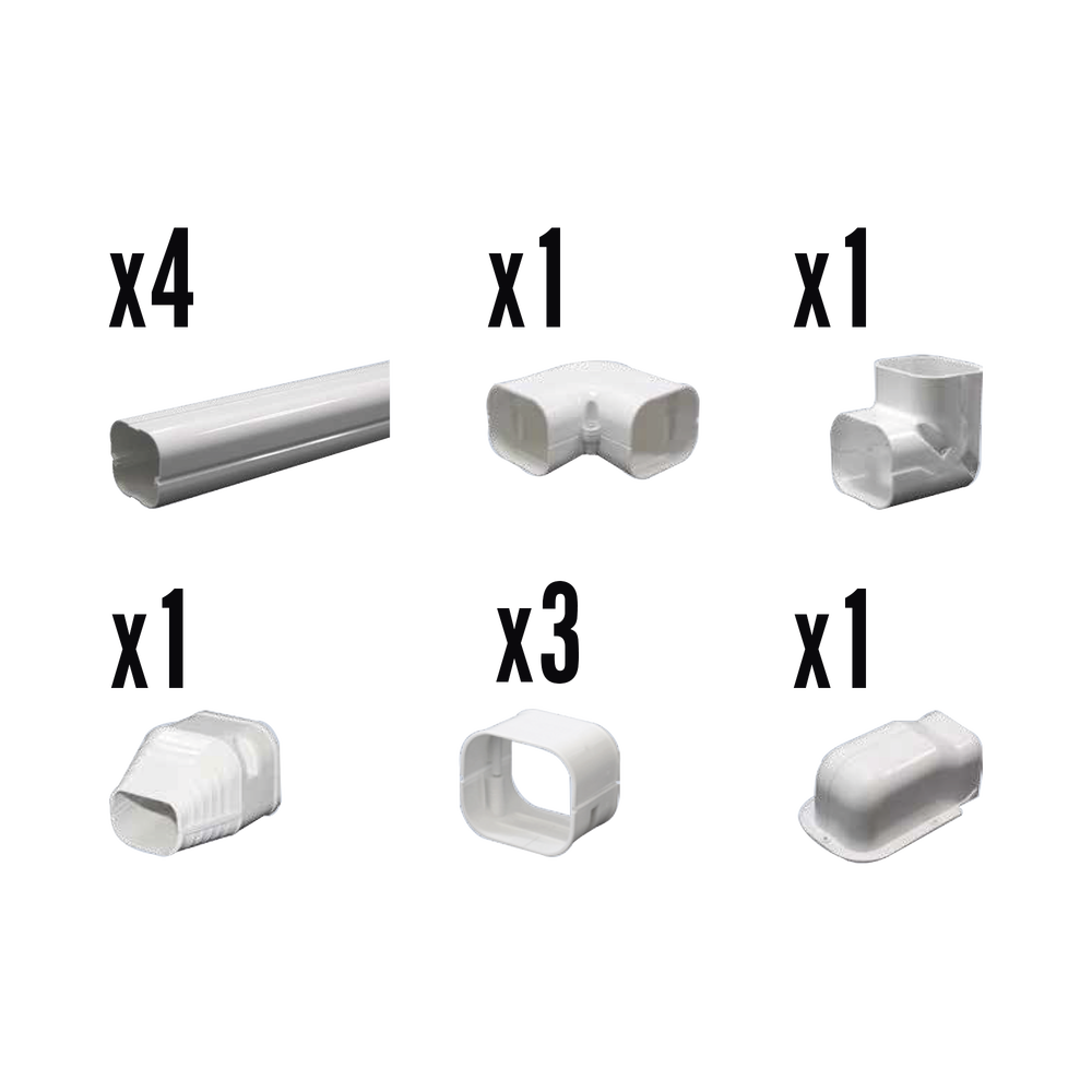 Kit de Canaletas Para la Organización de Tuberías y Cables Eléctricos en Instalaciones de Aire Acondicionado, Uso en Interiores y Exteriores, PVC Rígido, Ideal Para Minisplit, Contenido de Kit (11 Piezas), (3000-00000) - Image 2