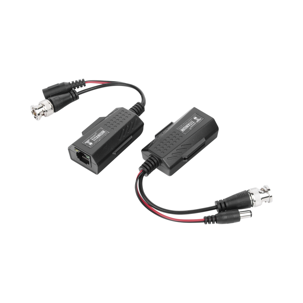 Kit de transceptores activos con conector para alimentación (12V/24Vcc/AC) TurboHD para aplicaciones de video por UTP Cat5e/6 en HD. Distancia de hasta 150 m en 4K