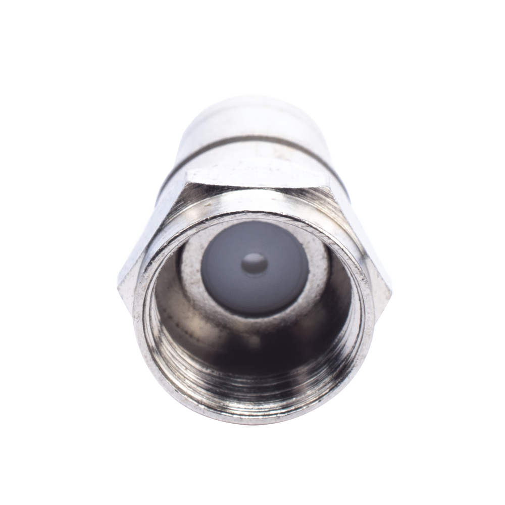 Conector F Macho Plegable, Con PIN para Cable RG-59, Cuerpo de Bronce Niquelado.