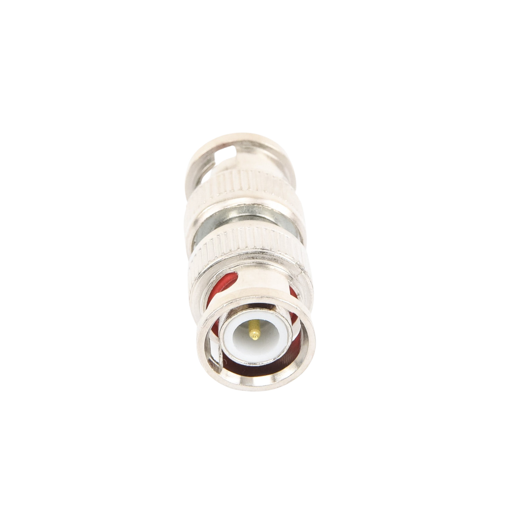 Adaptador tipo barril para 75 Ohm, de conector BNC macho a BNC macho, Níquel/ Oro/ Teflón.