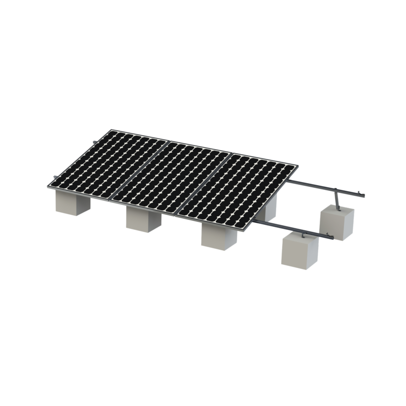 Kit Montaje para 4 Módulos de 30-35 mm espesor / Riel No.8 / Vel. de Viento Máx. 136km/h / Ajustable 20° a 45° / 5400mm Longitud