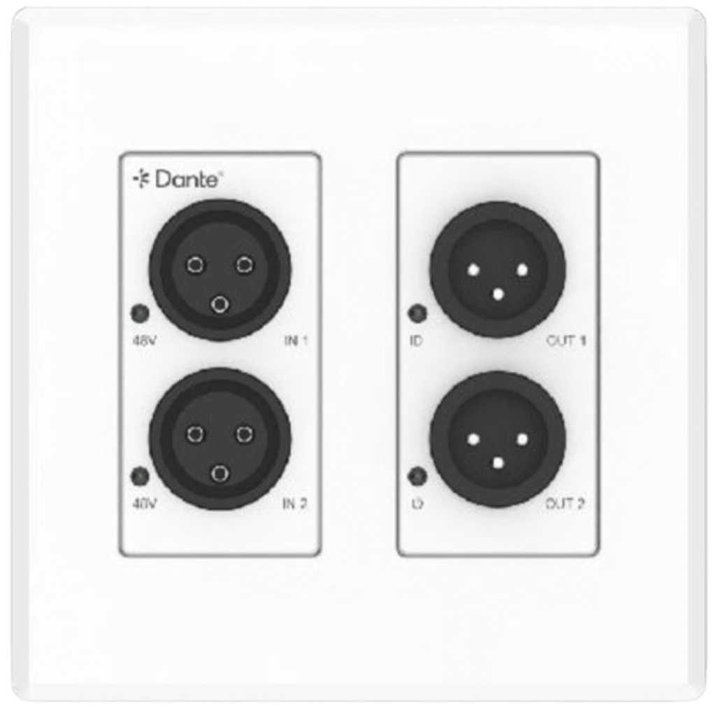 Extensor de Audio Analógico XLR a Dante® | 2 Entradas y 2 Salidas | Conversión Digital de Audio | PoE IEEE 802.3af | Phantom Power 48V | Latencia Configurable 1-5ms | Rango Dinámico >90dB