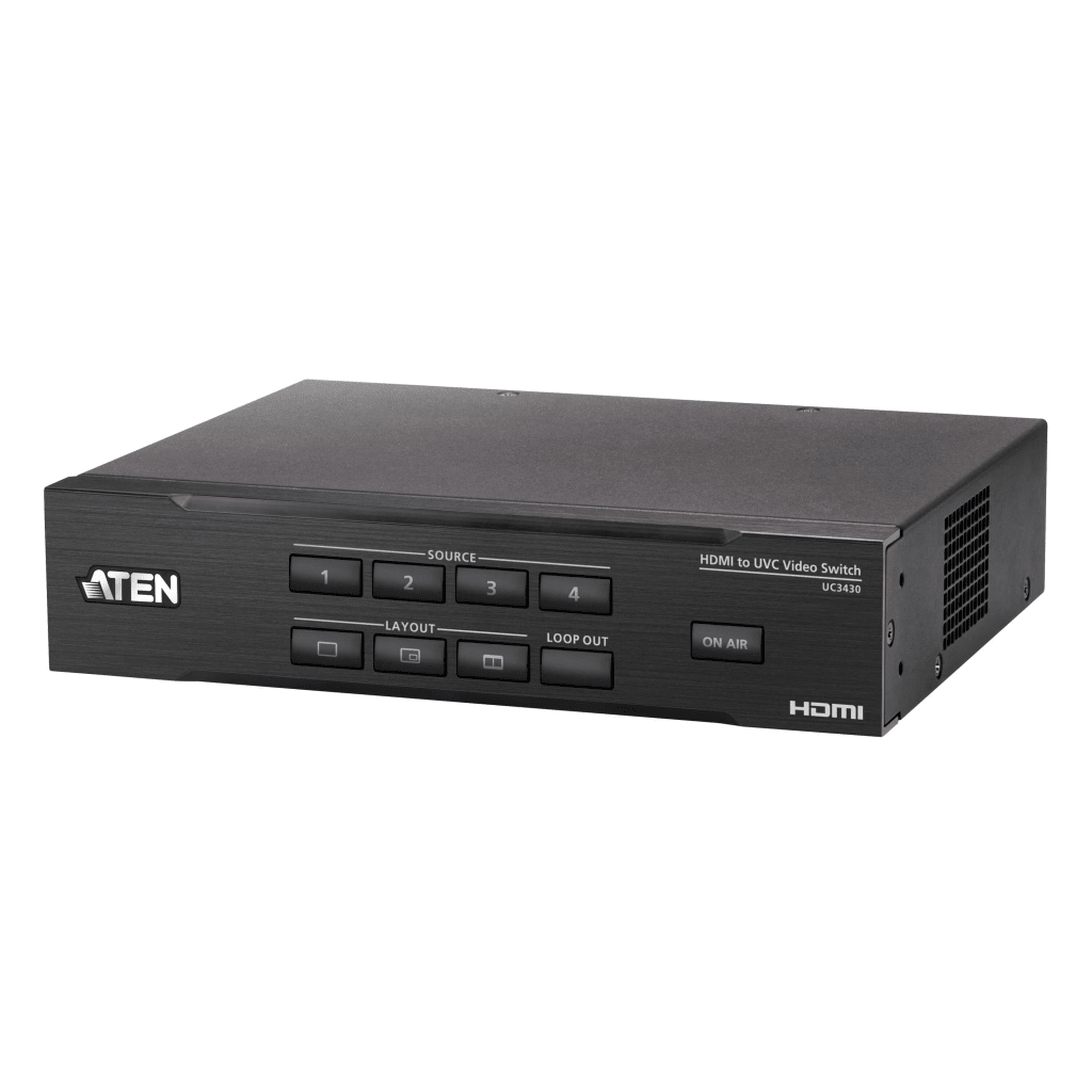 Switcher HDMI a USB 4 Entradas | 4K@60 | USB-C Streaming | Audio Mixer | PiP/Chroma | Control App