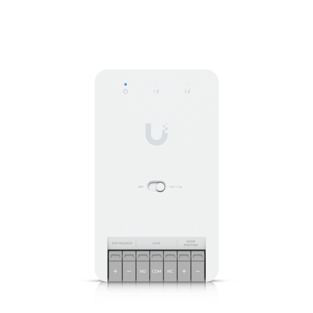 Centro de Control de Acceso Compacto Ubiquiti UniFi / Terminal de Bloqueo 12V / Entradas Adicionales Sensor y Botón / Alimentación PoE++ / Conexión para Dos Lectores o Cámaras / Uso Interior