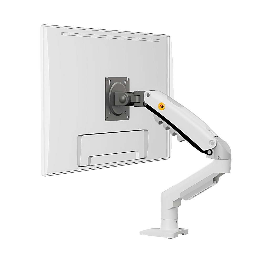 Brazo Ajustable para Monitor ErgonÃ³mico / Compatible con Monitores de 17" - 30" / Capacidad de Peso hasta 9 kg / RotaciÃ³n 360Â° / InclinaciÃ³n +85Â° a  -30Â° / Giro 180Â° / Ajuste de Resorte de Gas / Color Blanco