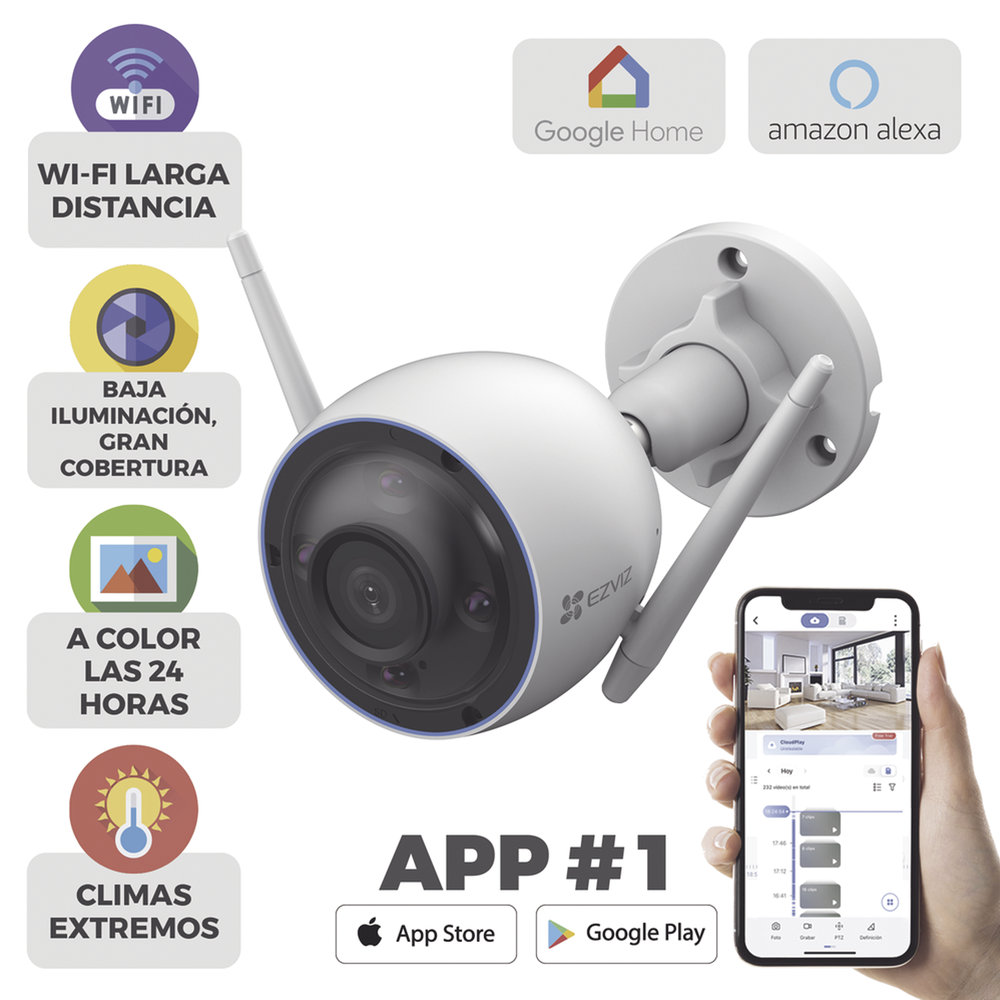 Bala WiFi / 5MP (3K) / Detección humana / Detección de Vehiculo / Sirena / Luz Parpadeante / Colores en Oscuridad / Micro SD / Uso en Exterior