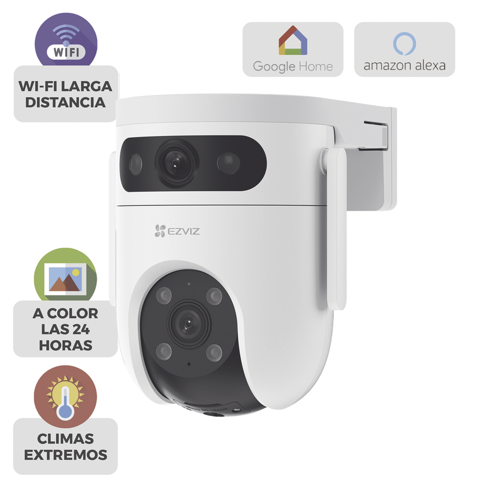 Cámara PT Doble Lente / 6 Megapixel (3MP+3MP) / IA Detección Humana y Vehiculo / Vision Nocturna a Color / Vista Simultánea de camara PT y Cámara Fija / Proteccion IP65 / Audio Bidireccional