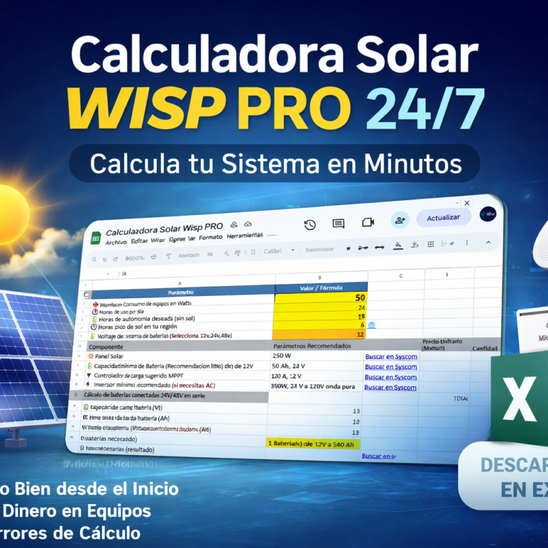 Calculadora Solar WISP PRO 24/7 | Dimensiona tu Sistema en Minutos (Excel)