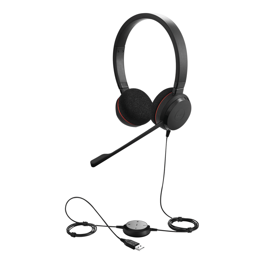 Jabra Evolve 20 DUO con conexión USB, micrófono con cancelación de ruido de ultima generación, configuración Plug and Play (4999-829-209)