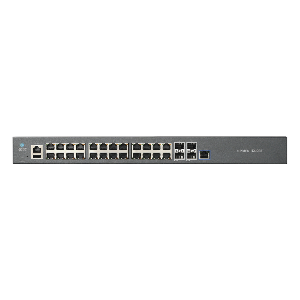 Switch cnMatrix EX2028 capa 3 de 28 puertos (24 Ethernet Gigabit, 4 SFP+) administración desde la Nube (MX-EX2028XXA-U)
