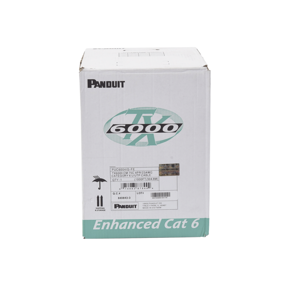 Bobina de Cable UTP 305 Metros (1000 Pies) de Cobre, TX6000™ PanNet, Reelex, Gris Internacional, Categoría 6 Mejorado (23 AWG), PVC (CM), de 4 Pares