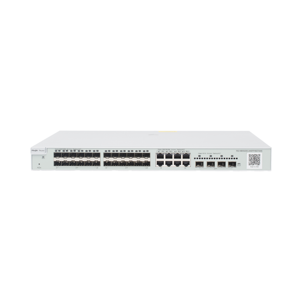 Switch administrable Capa 3, 24 puertos SFP 1G, 8 puertos Ethernet 1G Combo y 4 SFP+ 10G, gestión remota en la nube